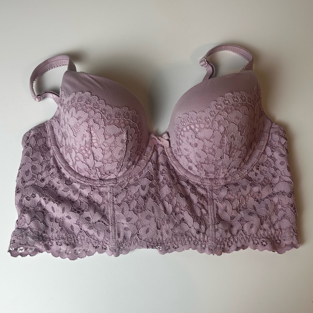 Victoria’s Secret Bra size 38b blush/mauve long corset Demi bra